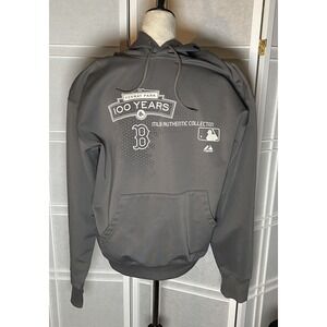 Size Lrg Grey Men's Boston Red Socks Hoodie Sweatshirt Good Condition MLB